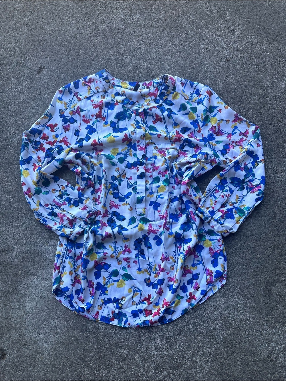 NYDJ White Floral Button Blouse Top